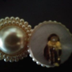 Vintage pearl earring clip ons